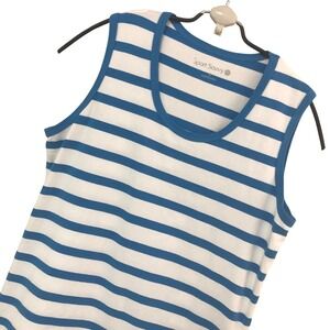 Sport Savvy Blue White Striped Tank Top Beachy Nautical Coastal Womens S